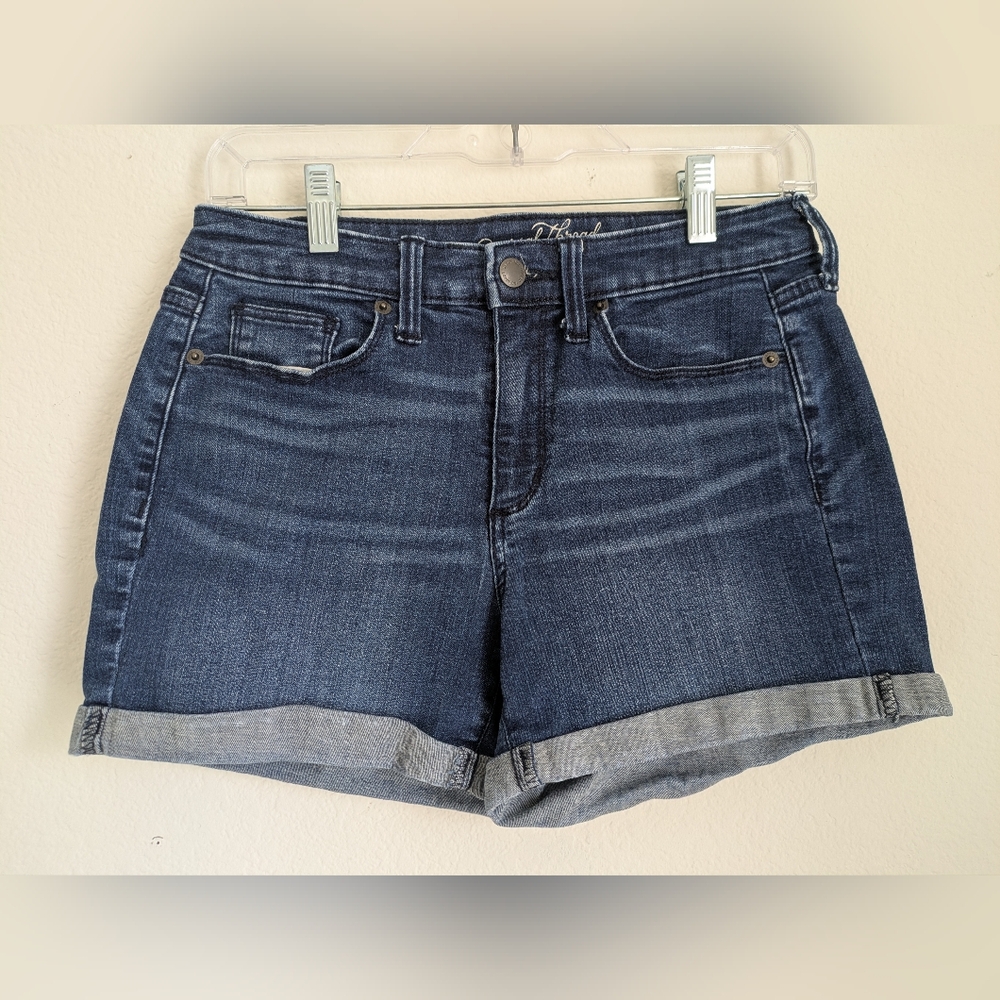 Dark Blue High Rise Denim Shorts